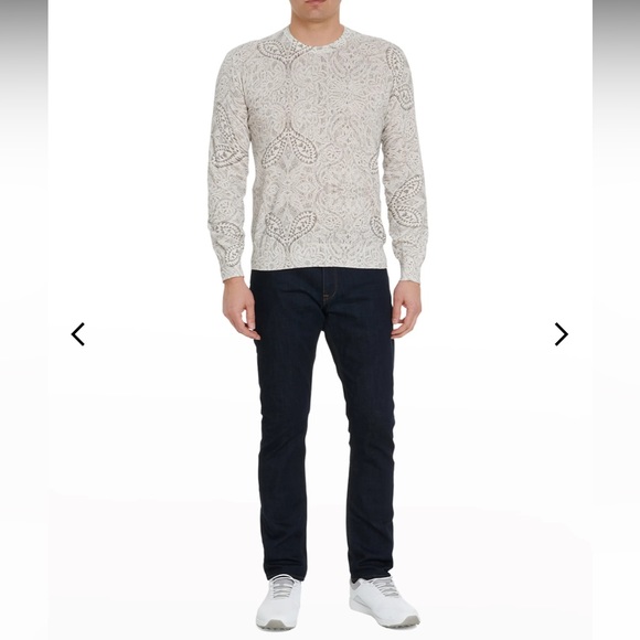 NWT Robert Graham Men's Taurus Linen-Cotton Damask Sweater - Picture 2 of 8